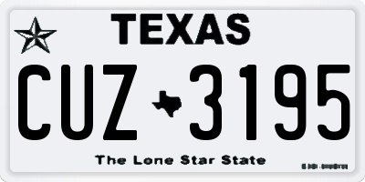 TX license plate CUZ3195