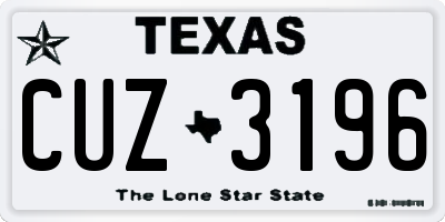 TX license plate CUZ3196