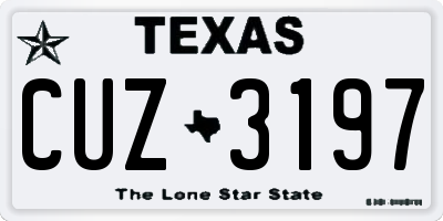 TX license plate CUZ3197