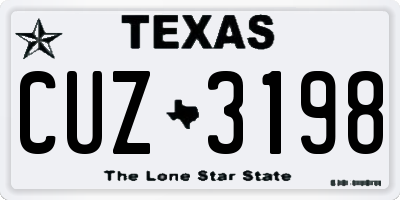TX license plate CUZ3198