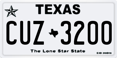 TX license plate CUZ3200