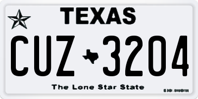 TX license plate CUZ3204