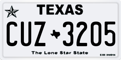 TX license plate CUZ3205
