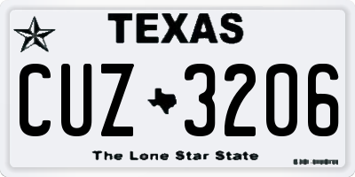 TX license plate CUZ3206