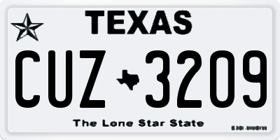 TX license plate CUZ3209