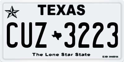 TX license plate CUZ3223