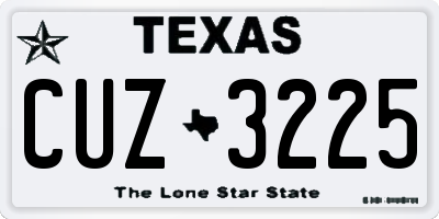 TX license plate CUZ3225