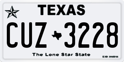 TX license plate CUZ3228
