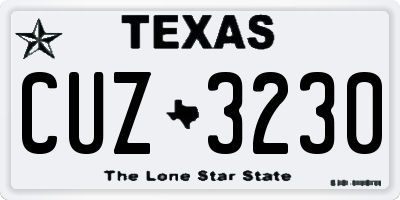 TX license plate CUZ3230