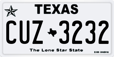 TX license plate CUZ3232