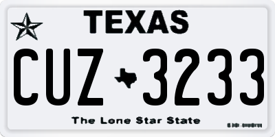 TX license plate CUZ3233