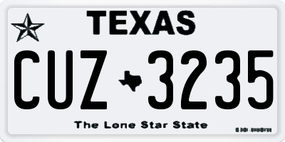 TX license plate CUZ3235