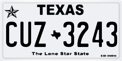 TX license plate CUZ3243