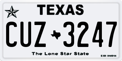 TX license plate CUZ3247