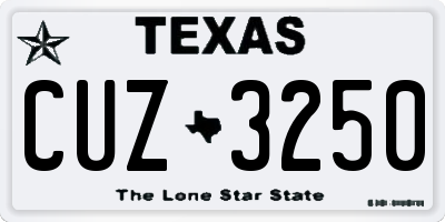 TX license plate CUZ3250
