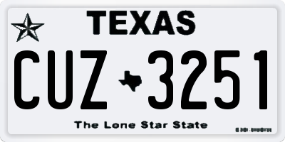 TX license plate CUZ3251