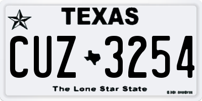 TX license plate CUZ3254