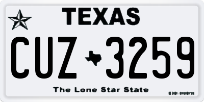 TX license plate CUZ3259