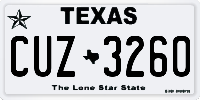 TX license plate CUZ3260