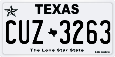 TX license plate CUZ3263