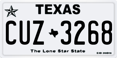 TX license plate CUZ3268