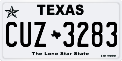 TX license plate CUZ3283