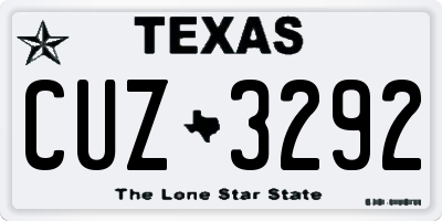 TX license plate CUZ3292