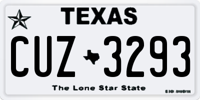 TX license plate CUZ3293