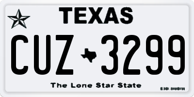 TX license plate CUZ3299