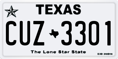 TX license plate CUZ3301