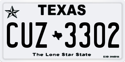 TX license plate CUZ3302