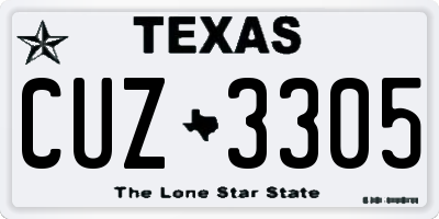 TX license plate CUZ3305