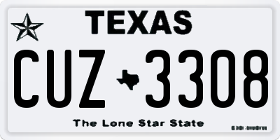 TX license plate CUZ3308