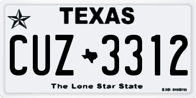 TX license plate CUZ3312