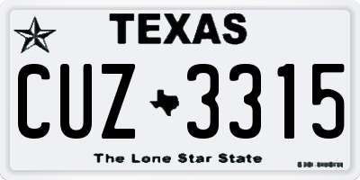 TX license plate CUZ3315