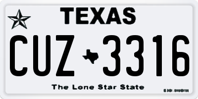 TX license plate CUZ3316