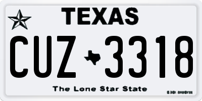 TX license plate CUZ3318
