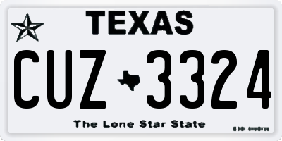 TX license plate CUZ3324