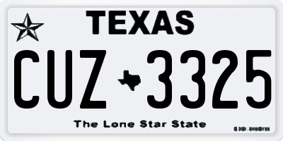 TX license plate CUZ3325