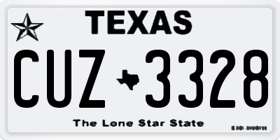 TX license plate CUZ3328