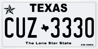 TX license plate CUZ3330
