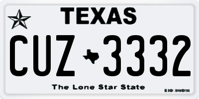 TX license plate CUZ3332