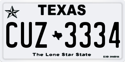 TX license plate CUZ3334