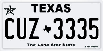 TX license plate CUZ3335