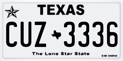 TX license plate CUZ3336