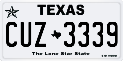 TX license plate CUZ3339