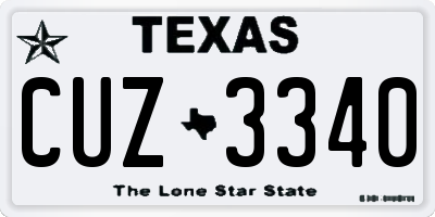 TX license plate CUZ3340