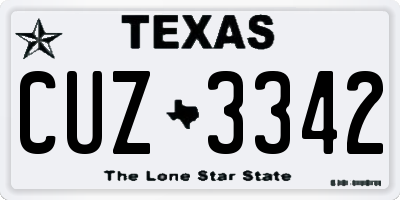 TX license plate CUZ3342