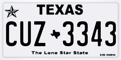 TX license plate CUZ3343