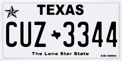 TX license plate CUZ3344